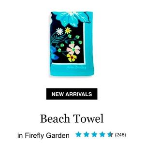 NWT Vera Bradley firefly Garden beach towel